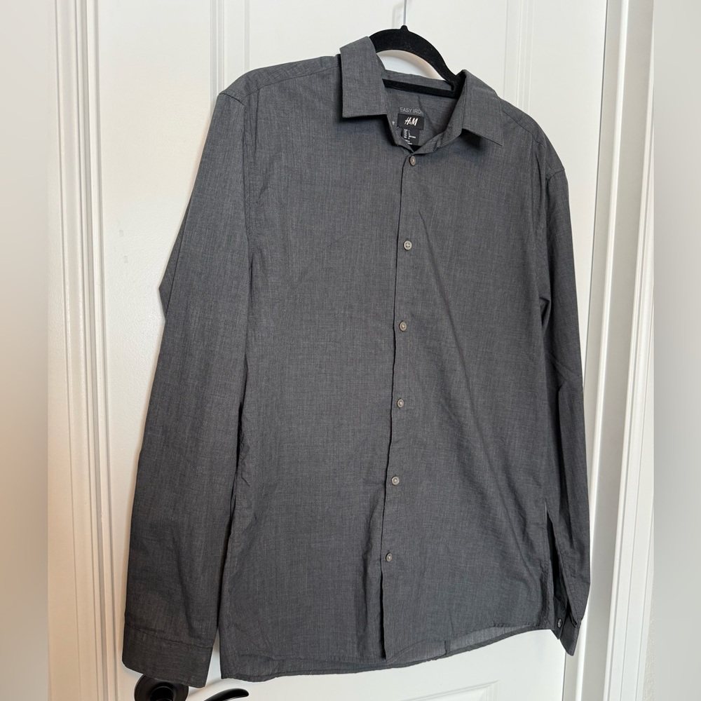 H&M Charcoal Easy Iron dress shirt